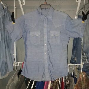 Vintage Pearl snap crosscut button down